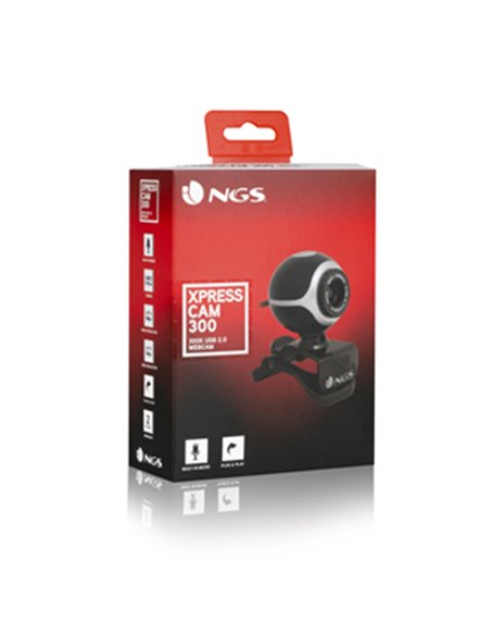 NGS Xpresscam300 webcam 8 MP 1920 x 1080 pixels USB 2.0 Noir, Argent