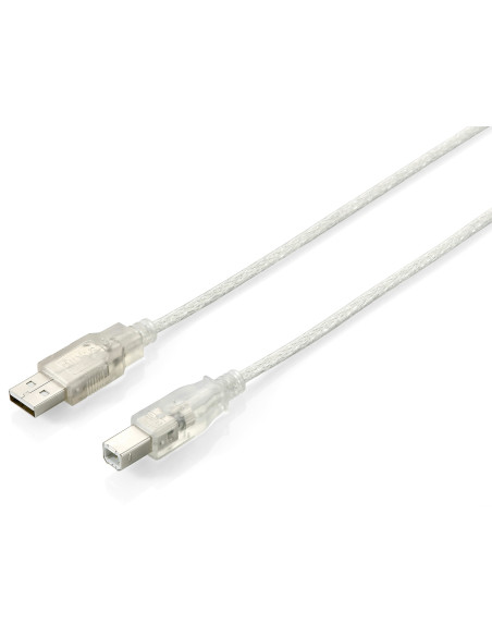 Equip 128651 câble USB 3 m USB 2.0 USB A USB B Argent, Transparent