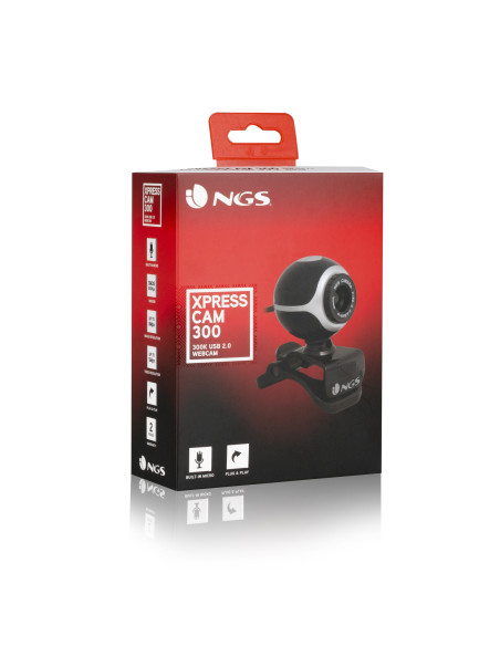 NGS Xpresscam300 webcam 8 MP 1920 x 1080 pixels USB 2.0 Noir, Argent