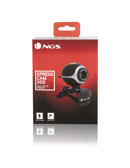 NGS Xpresscam300 webcam 8 MP 1920 x 1080 pixels USB 2.0 Noir, Argent