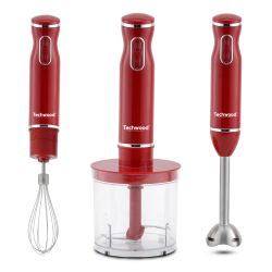 ENSEMBLE MIXEUR PLONCHEUR   FOUET   HACHOIR  ROUGE 600W