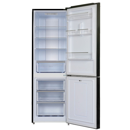 REFRIGERATEUR COMBINE NO FROST 330L VITREE NOIRE CLASSE E
