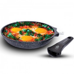 POELE 28CM POIGNE DETACHABLE FONTE D ALU 2