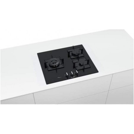 TABLE DE CUISSON 2 FEUX GAZ+1WOK EN VERRE NOIR